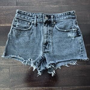 Madewell Distressed Gray/Black Denim Shorts